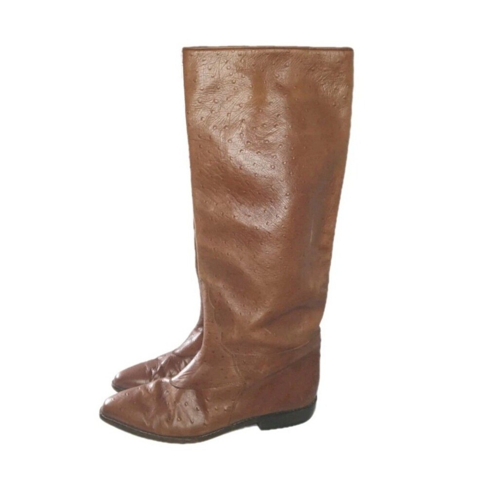 Vintage Sesto Meucci Boots women's Size 8.5 B Ostrich embossed Made in Italy